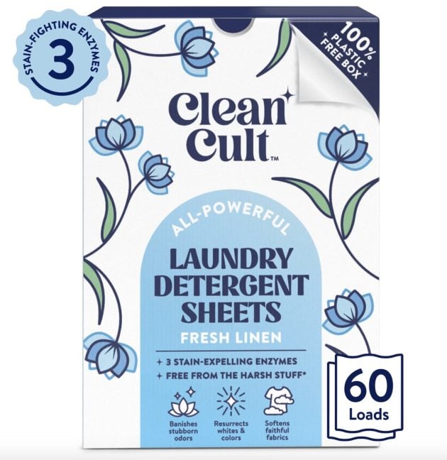 Cleancult Laundry Detergent Sheets, Fresh Linen Scent, 60 Count